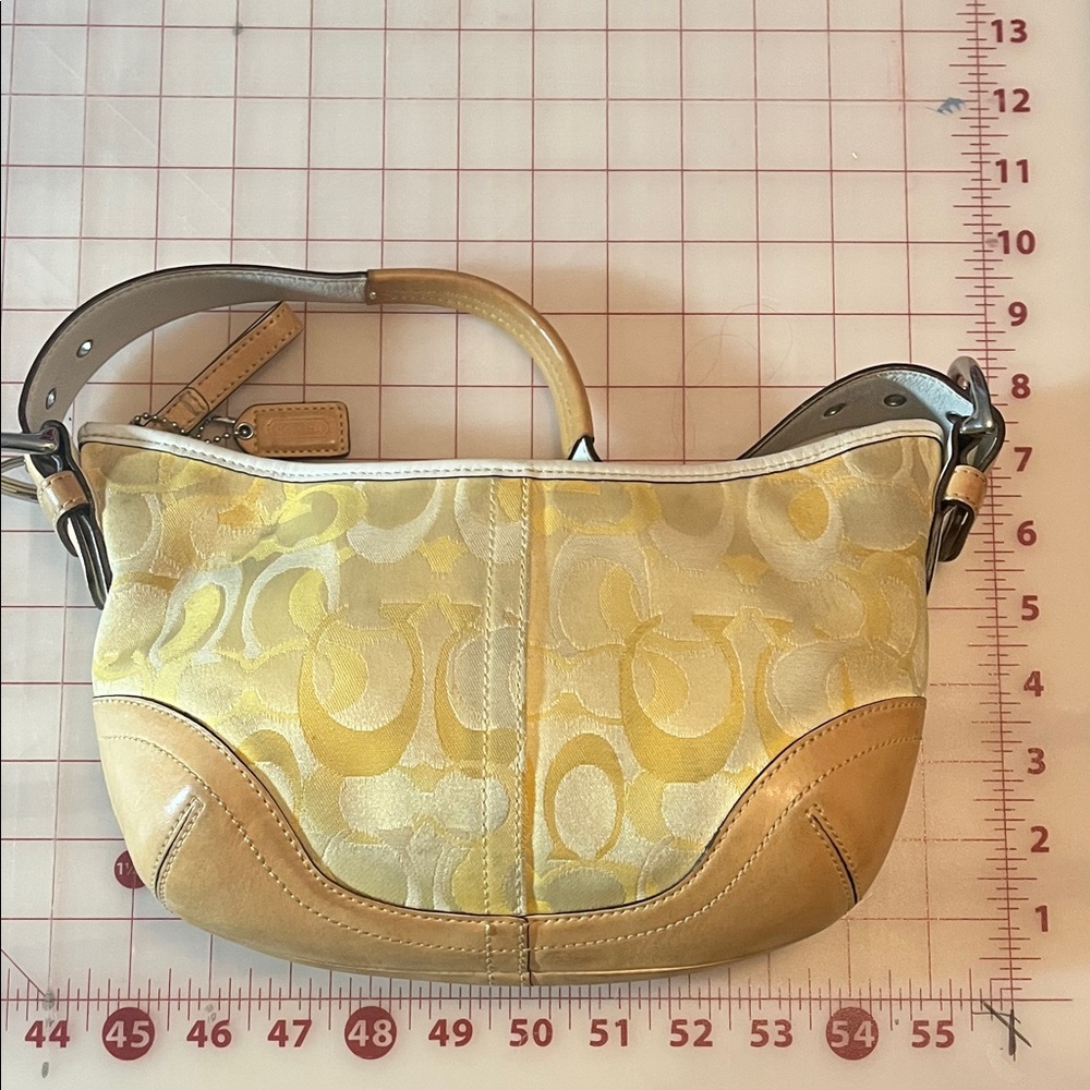Coach Yellow and Tan Shoulder Bag